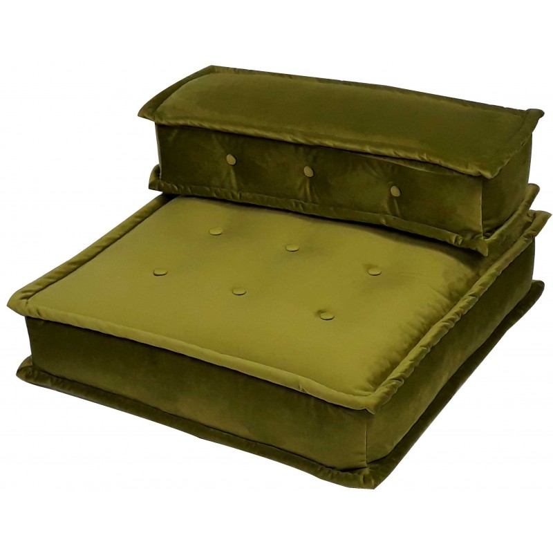 DIVANO MODULARE CUSCINO SUOLO VELLUTO OLIVA