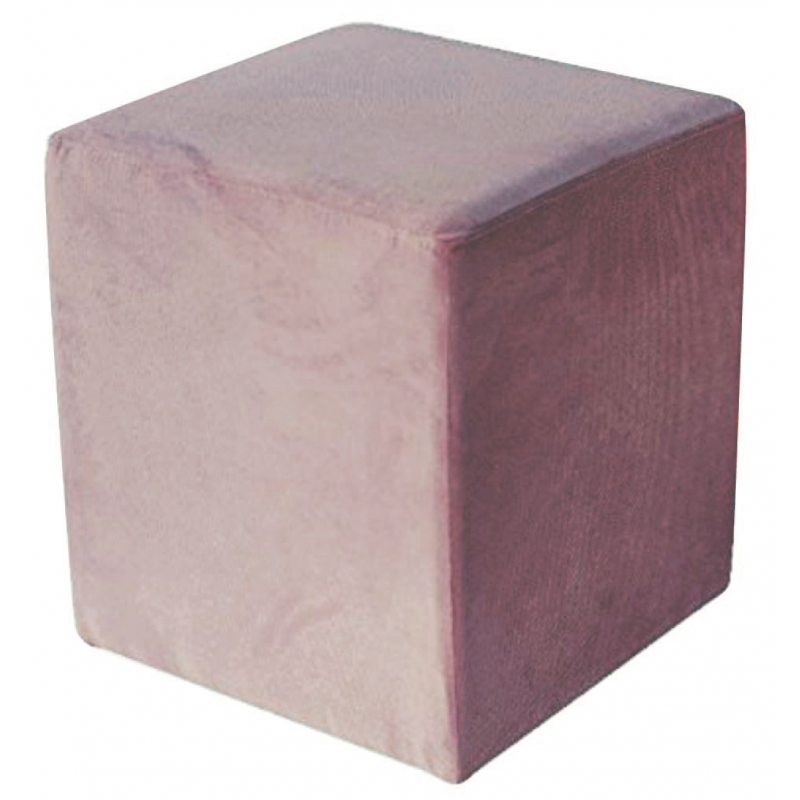 POUF CUBO VELLUTO ROSA