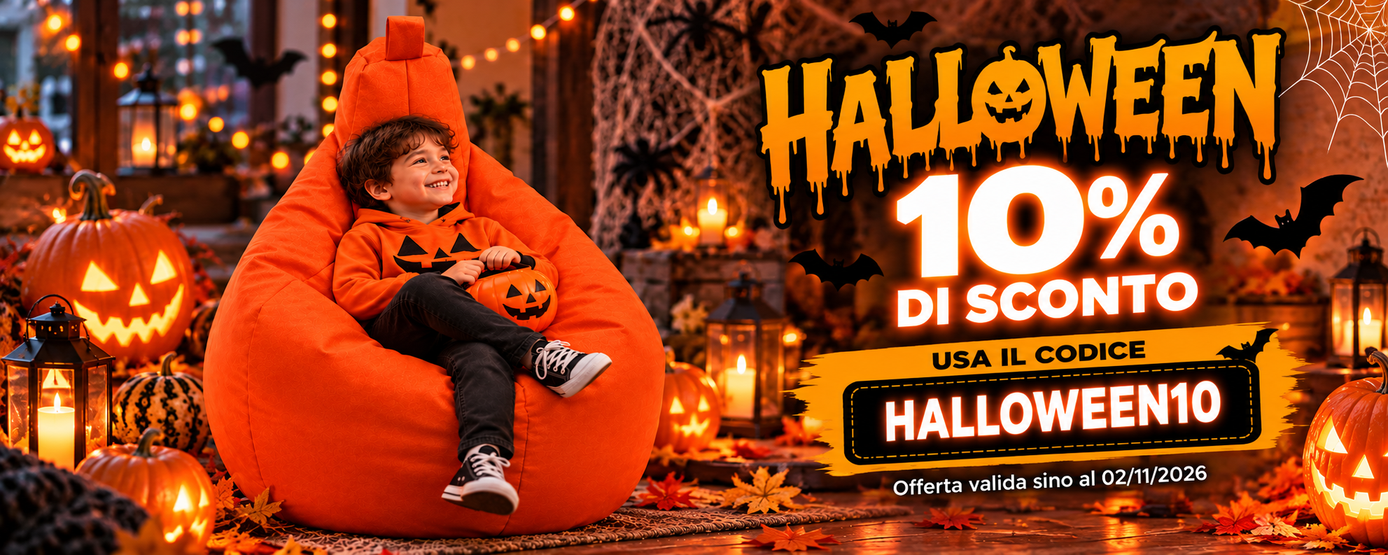 Halloween: 10% di sconto con il codice HALLOWEEN10. Offerta valida sino al 02/11/2026